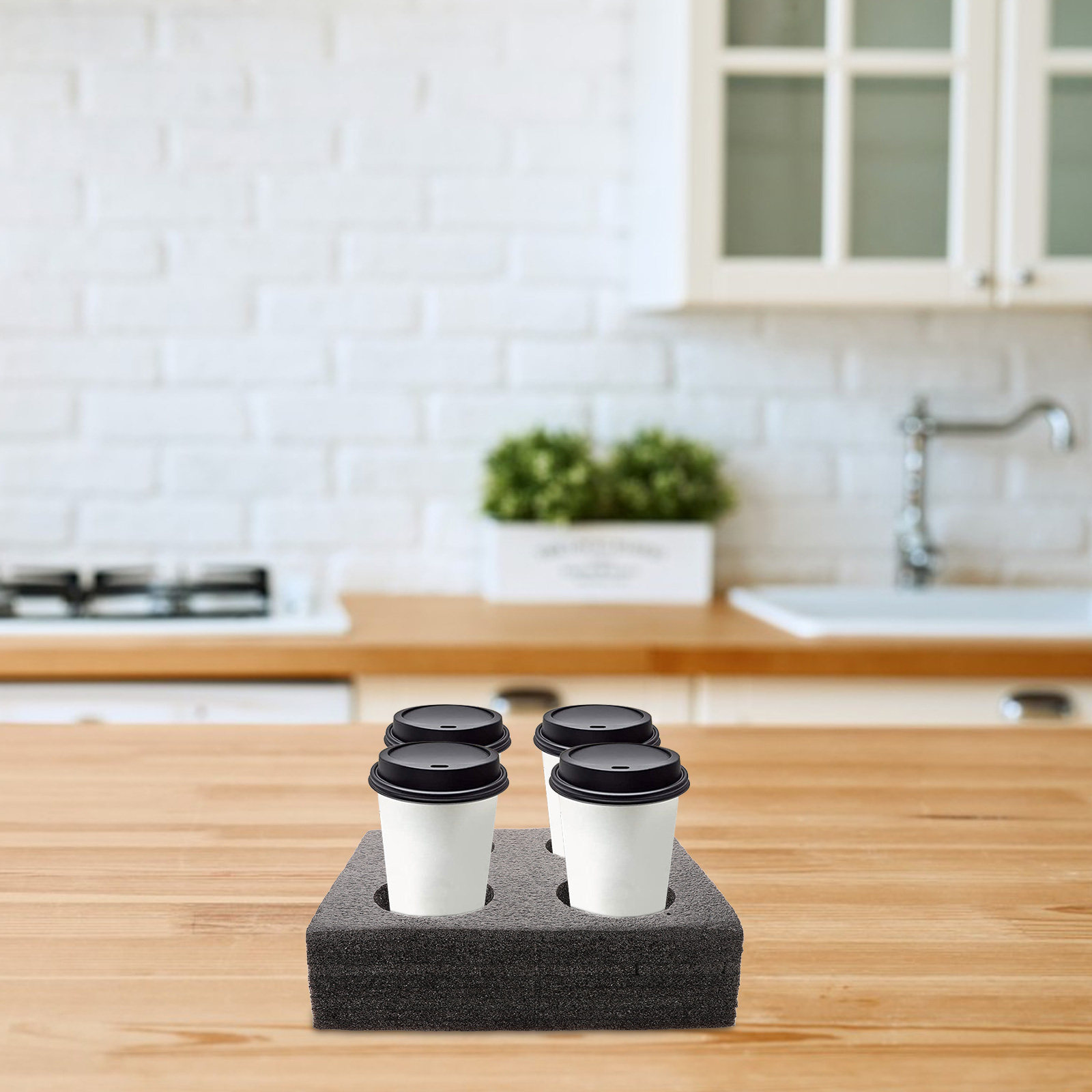 Coffee Tea Drink - Multi-Hole Cup Carrier Tray for 4