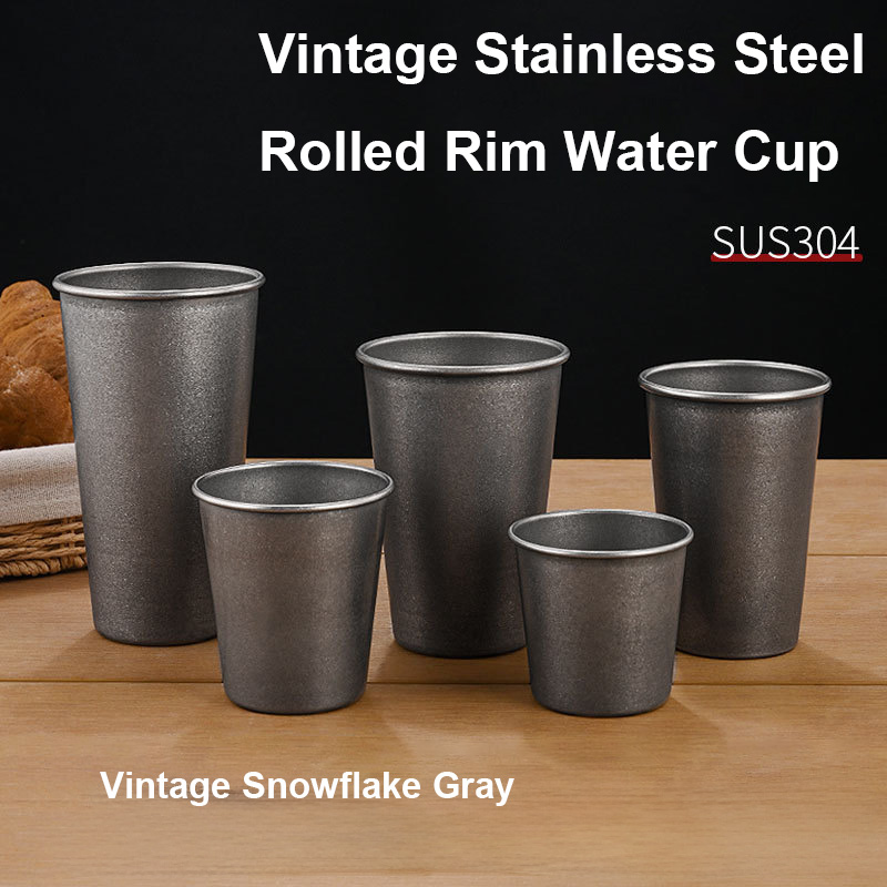 Coffee Tea Drink - Retro Silver Stainless Steel Drinking Cups
