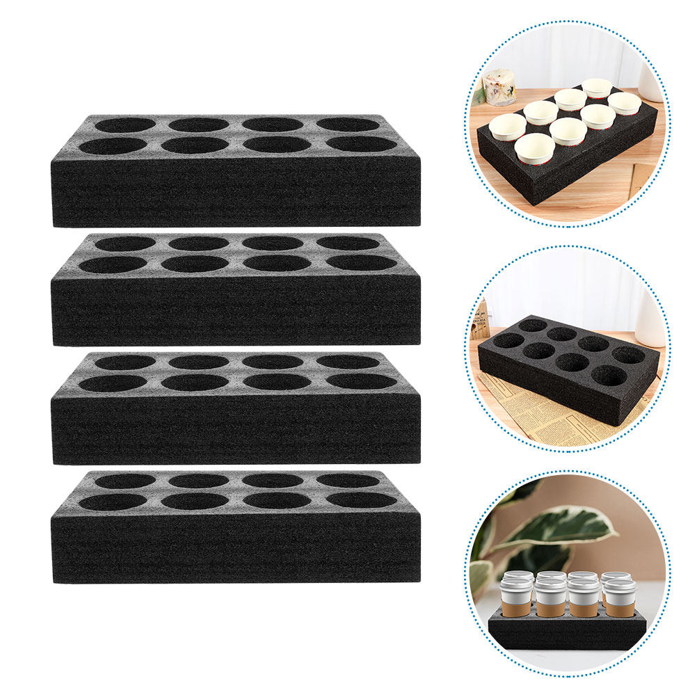 Coffee Tea Drink - 4Pcs 8-Hole Beverage Cup Tray Premium