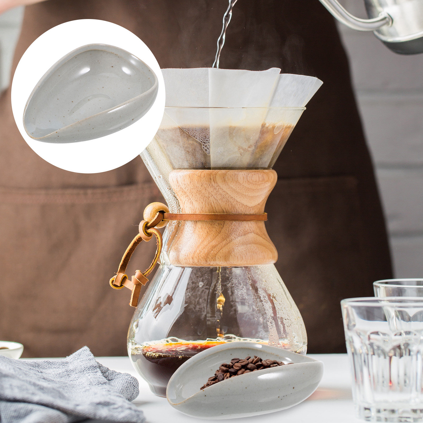 Coffee Tea And Leaf - Ceramic Coffee Bean Tray Dosing Cup