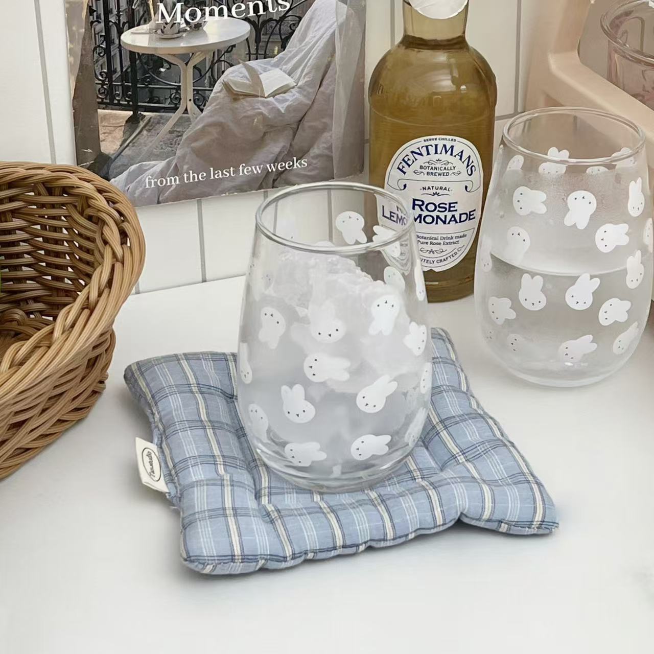 Cute Miffy Rabbit Printed Glas - đánh giá và giá Juice Tea Coffee