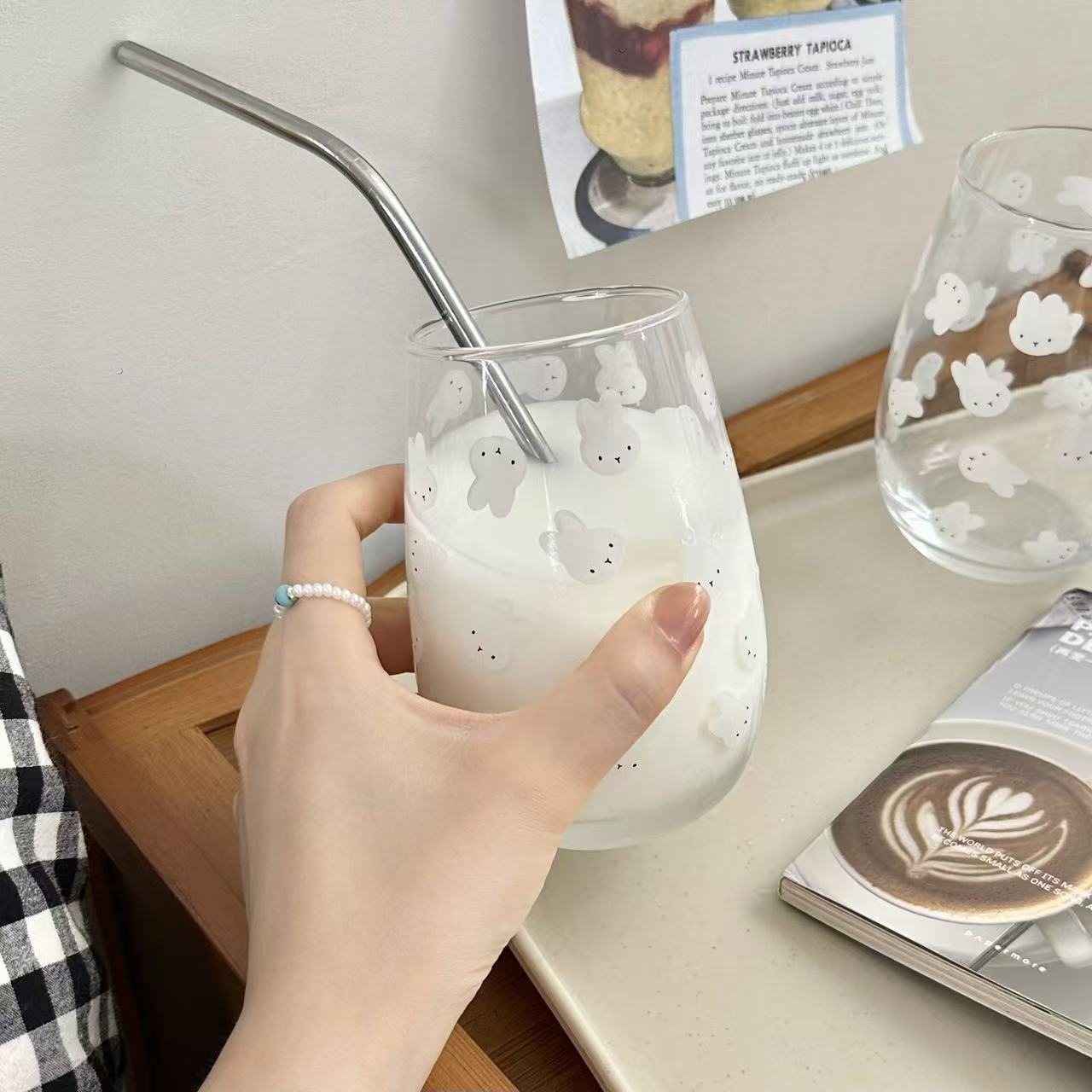 Cute Miffy Rabbit Printed Glas - đánh giá và giá Juice Tea Coffee